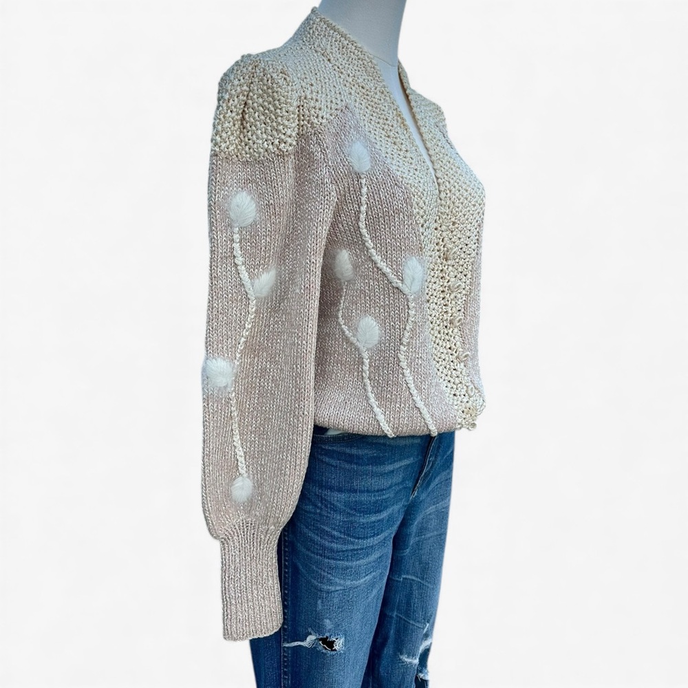 Vintage 70s–80s KippSport Wool Angora Cardigan L bohemian–romantic knitwear - Picture 4 of 11